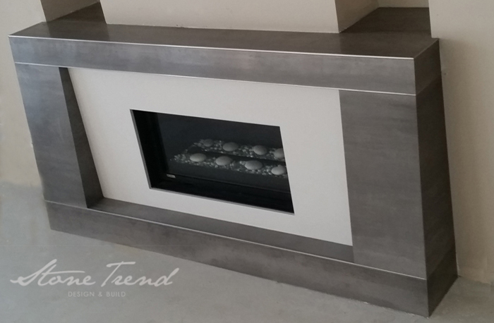 Maximum thin tile fireplace mantel
